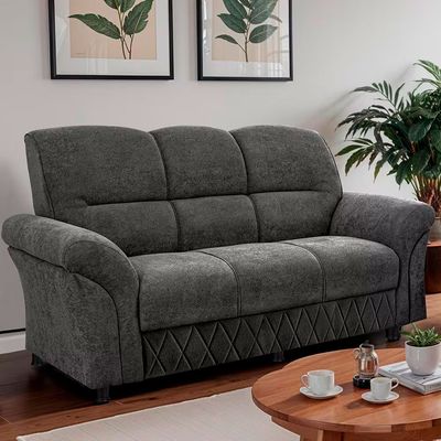 Sofá 3 Lugares Cama inBox Mourato com 187cm de Largura e Revestido em Bouclé Cinza Escuro