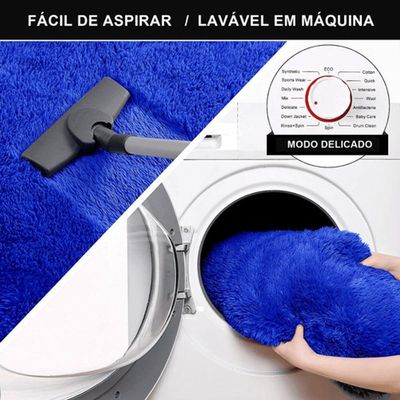 Tapete Sala Felpudo Peludo Azul 120 X 200 Cm