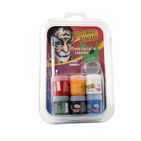 Kit Rostinho Pintado Líquido 6 Cores 15ml Kit Rostinho Pintado Líquido 6 Cores 15ml