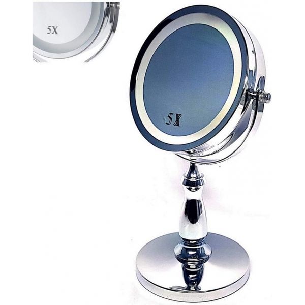 Espelho De Mesa Maquiagem Dupla Face Com Luz Led
