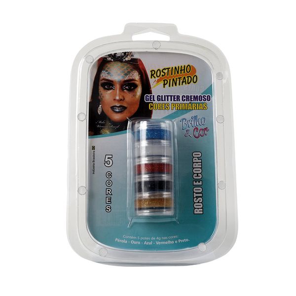 Kit Torre Rostinho Pintado Gel Glitter 5 Cores Kit Torre Rostinho Pintado Gel Glitter 5 Cores