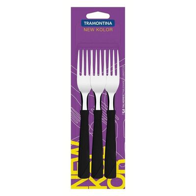 Conjunto De Garfos De Mesa Tramontina New Kolor Preto 3 Peças Tramontina