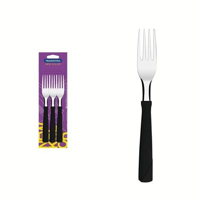 Conjunto De Garfos De Mesa Tramontina New Kolor Preto 3 Peças Tramontina
