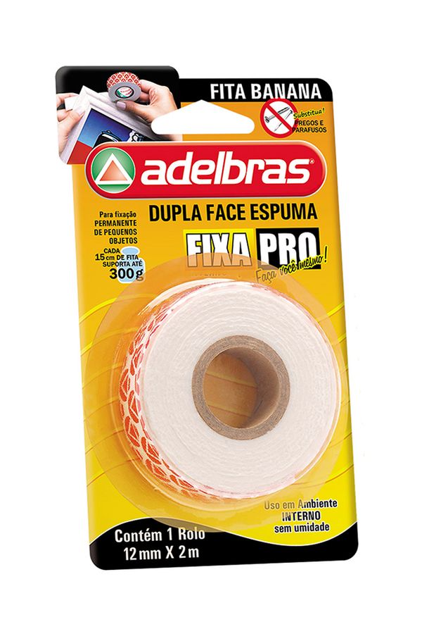 Fita Adesiva Dupla Face Adelbras com Espuma Uso Interno 12mmx1,5m