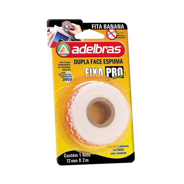 Fita Adesiva Dupla Face Adelbras com Espuma Uso Interno 12mmx1,5m Fita Adesiva Dupla Face Adelbras com Espuma Uso Interno 12mmx1,5m