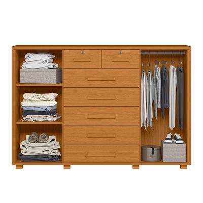 Cômoda Palumoveis Fontana com 7 Gavetas e 2 Portas 160cm de Largura Cinamomo