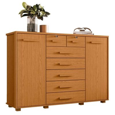 Cômoda Palumoveis Fontana com 7 Gavetas e 2 Portas 160cm de Largura Cinamomo