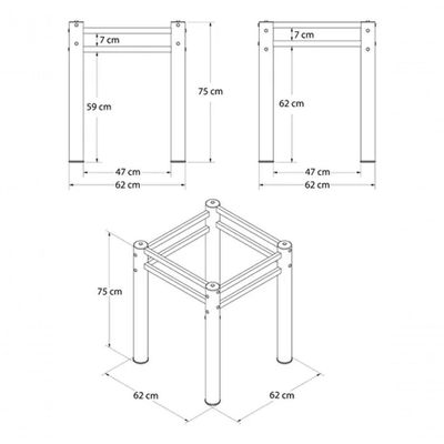 Base Preto Quadrada Para Mesa Jantar Pedra Madeira 75cm Cv2