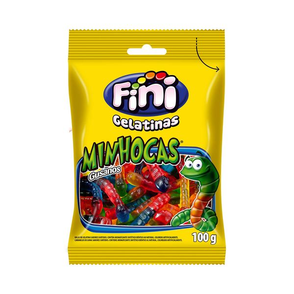 Bala Gelatina Minhocas Brilho Fini 100g