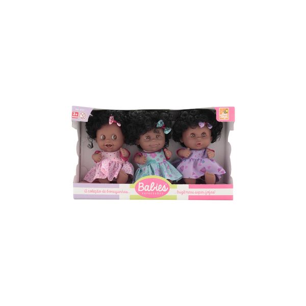 Boneca Bee Toys Babies Expressões Trigêmeas Black
