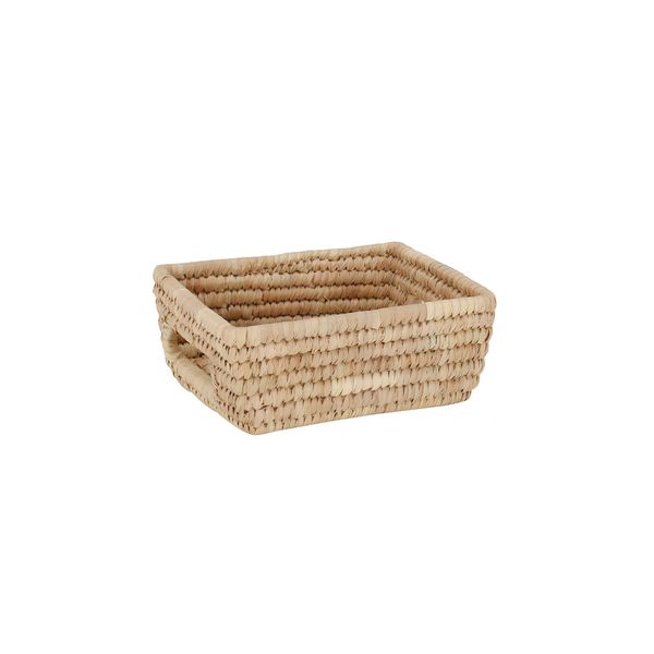 Cesta Le Dhaka de Rattan Bege com Alça Retangular 20x16x8cm