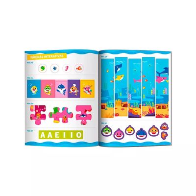 Livro Infantil Culturama Baby Shark Atividades para Ler e Brincar com Adesivos Interativos