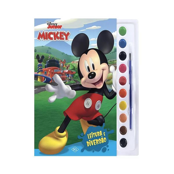 Livro Infantil Dcl com Aquarela e Pincel para Colorir Personagens Disney Mickey
