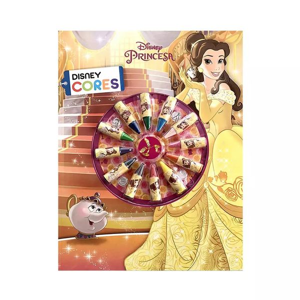 Livro Infantil Dcl com Giz de Cera em 12 Cores para Colorir Personagens A Bela e A Fera