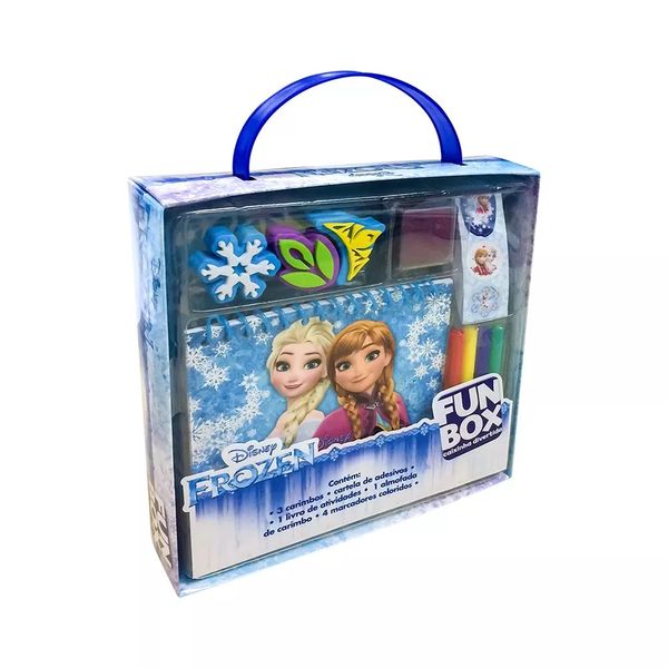 Livro Infantil Dcl Fun Box com Adesivos, 03 Carimbos e 04 Marcadores para Atividades Frozen II