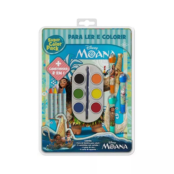 Livro Infantil Dcl Super Color Pack Moana para Ler e Colorir