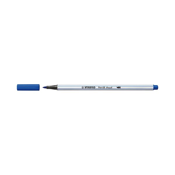 Caneta Hidrográfica Stabilo Pen 68 Brush Aquarelável Azul