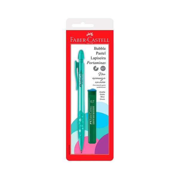 Lapiseira Faber-Castell Bubble Verde Pastel Color 0.7mm com Mina Refil 0.7mm