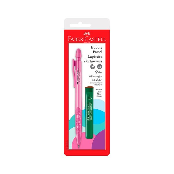 Lapiseira Faber-Castell Bubble Rosa Pastel Color 0.5mm com Mina Refil 0.5mm