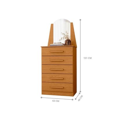 Comoda 1 Espelho Gavetas Elite Cinamomo Off White