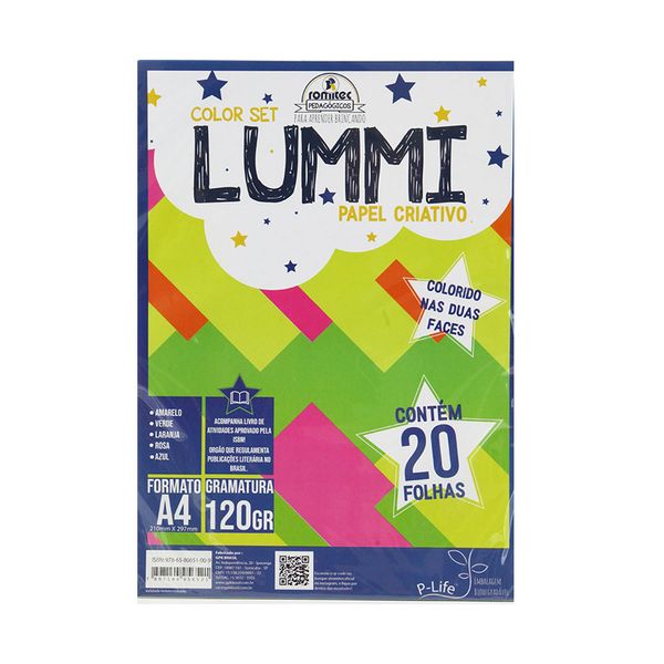 Papel Lummi Romitec A4 Colors com 20 Folhas + Livro de Atividades 210x297mm 120g