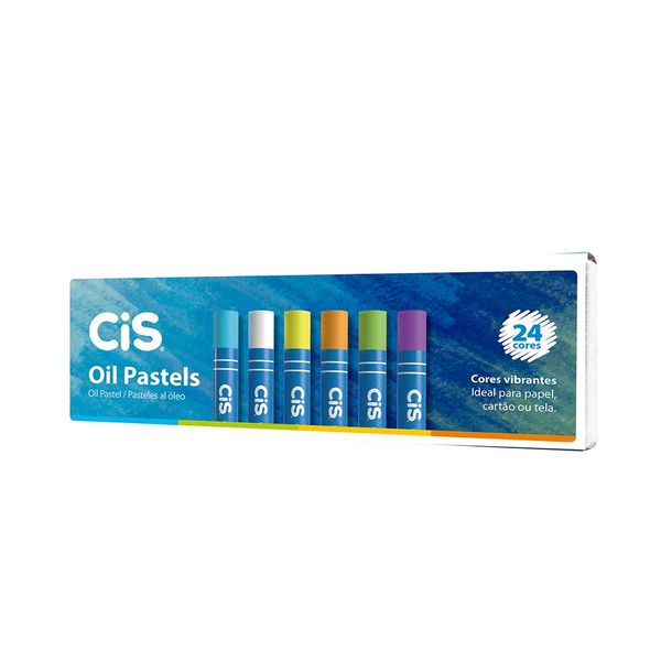 Giz de Cera Cis Oil Pastels com 24 Unidades Cores Vibrantes