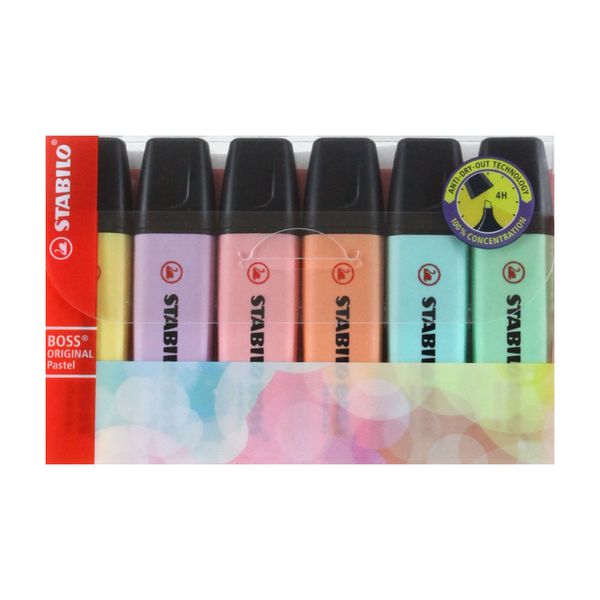Marcador de Texto Stabilo Boss com 6 Cores Tons Pastéis Marcador de Texto Stabilo Boss com 6 Cores Tons Pastéis
