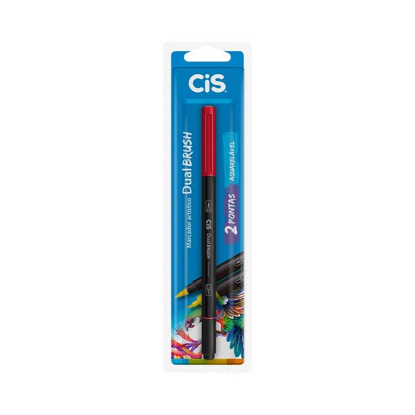 Marcador Artístico Cis Dual Brush Fine Aquarelável Vermelho Escuro 0.8mm