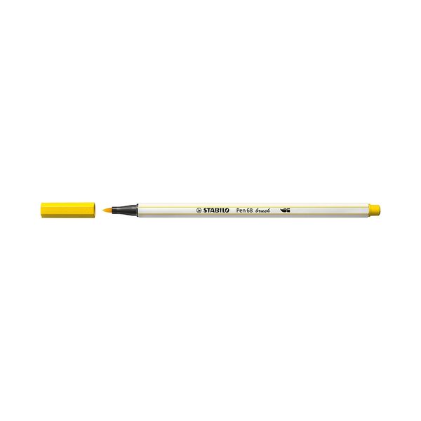 Caneta Hidrográfica Stabilo Pen 68 Brush Aquarelável Amarelo Caneta Hidrográfica Stabilo Pen 68 Brush Aquarelável Amarelo