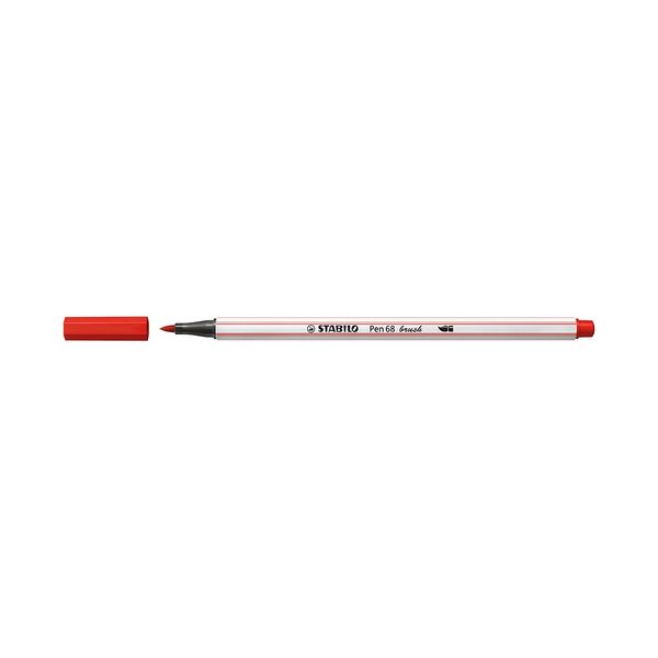 Caneta Hidrográfica Stabilo Pen 68 Brush Aquarelável Vermelho