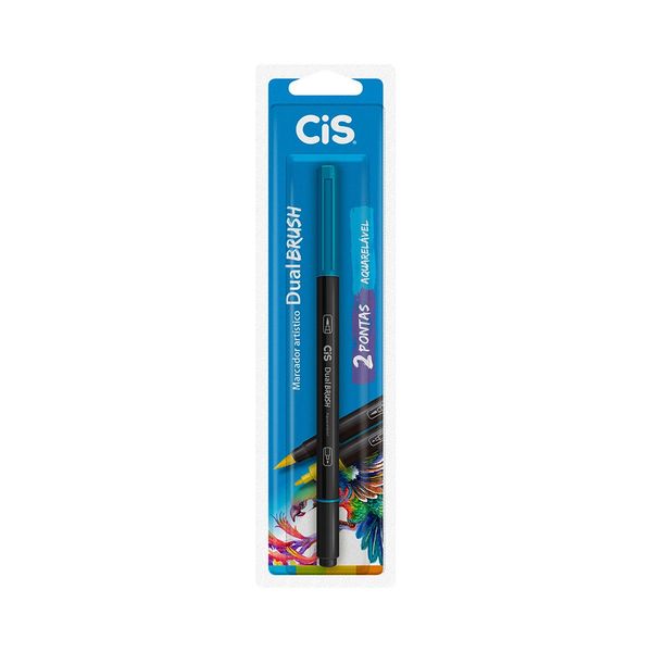 Marcador Artístico Cis Dual Brush Fine Aquarelável Azul Oceano 0.8mm