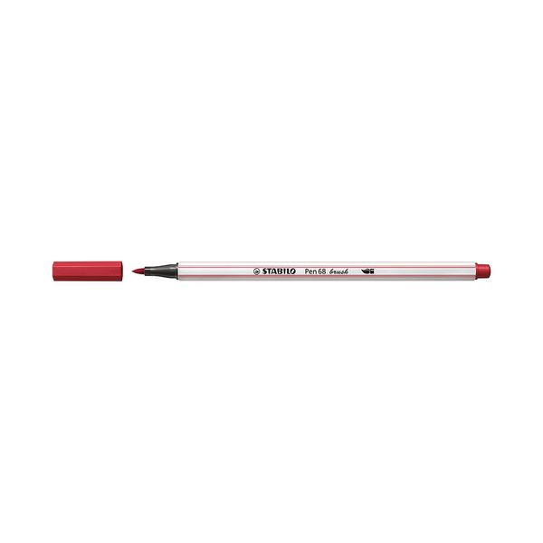 Caneta Hidrográfica Stabilo Pen 68 Brush Aquarelável Vermelho Escuro