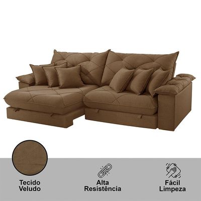 Sofá ágata Veludo Dois Módulos De 90 Cm B25 Meu Sofá Online B016 Veludo Marrom