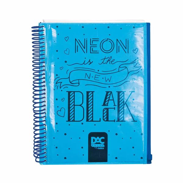 Caderno Universitário Dac Espiral Capa Flexível Plástica Bubble Neon Azul 10 Matérias 160 Folhas