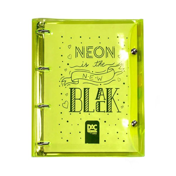 Caderno Universitário Dac Argolado Capa Flexível Plástica Bubble Neon Amarelo 192 Folhas