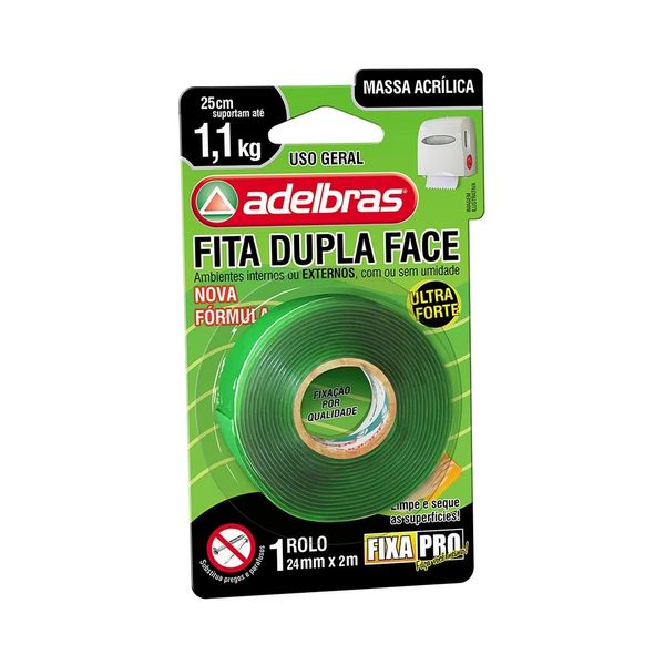 Fita Adesiva Adelbras Dupla Face Massa Acrílica Fixa Pro 24mmx2m