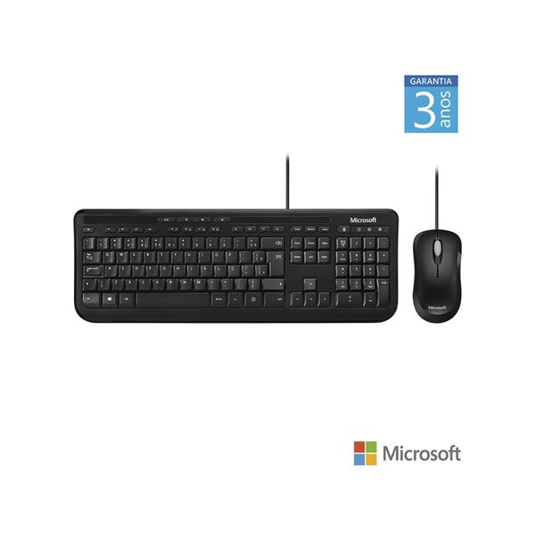 Teclado e Mouse Microsoft Wired Desktop 600 Multímidia Preto APB00005