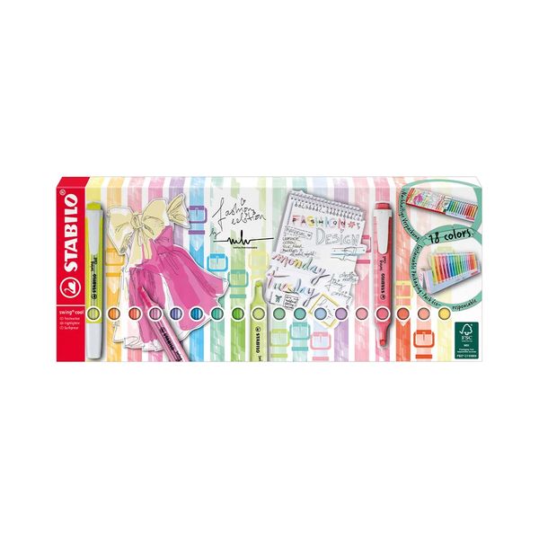 Marcador de Texto Stabilo Swing Cool com 18 Cores Pastel