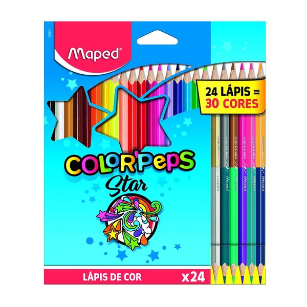 Lápis de Cor Maped Color Peps com 24 Lápis e 30 Cores