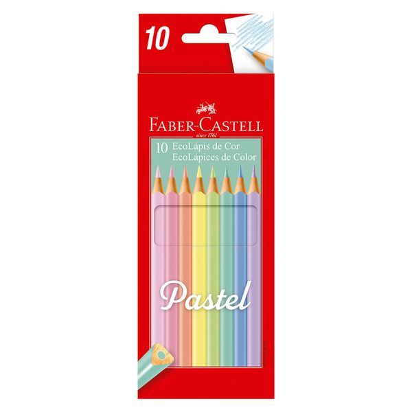 Lápis de Cor Faber-Castell Pastel Eco com 10 Cores