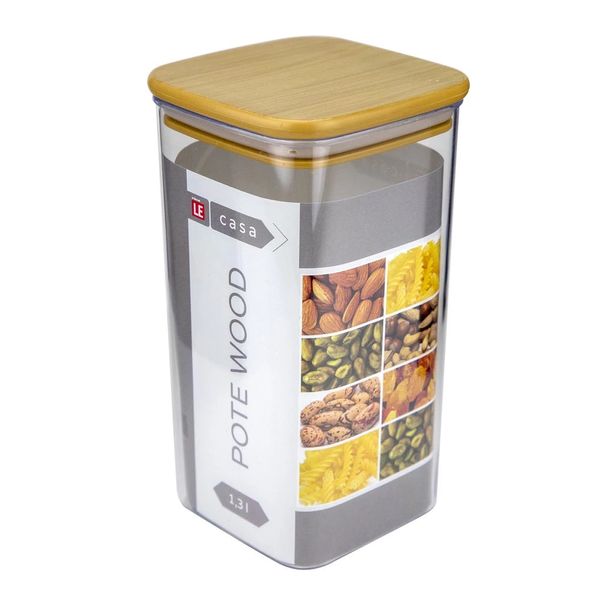 Pote Le Wood em Acrílico Hermético com Tampa 1,3L
