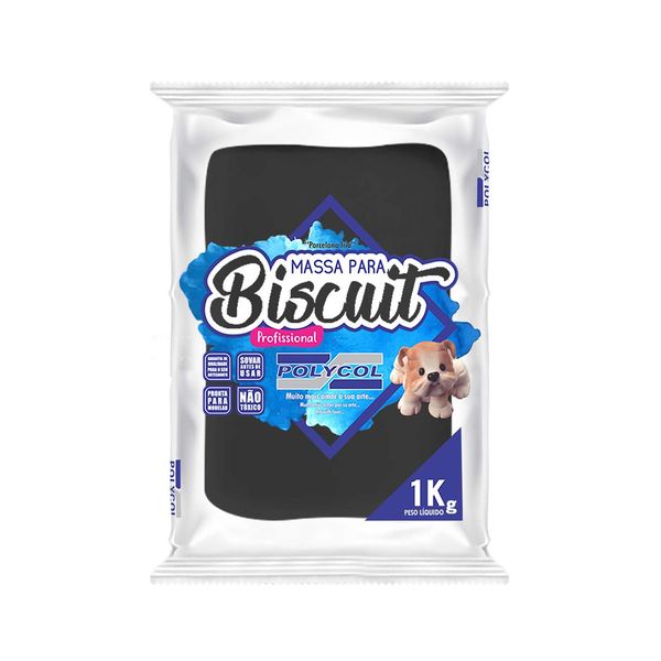 Massa para Biscuit Polymetal 1kg Preto