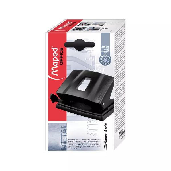 Perfurador de Papel Maped Office Essentials Metálico com 2 Furos 5mm até 25 Folhas Perfurador de Papel Maped Office Essentials Metálico com 2 Furos 5mm até 25 Folhas