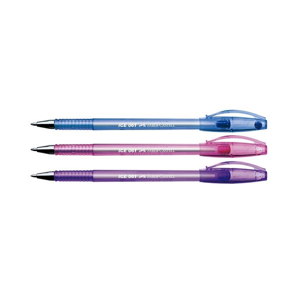 Caneta Esferográfica Faber-Castell Ice Fine Color 0.8mm Semi Gel Ponta Metálica com 3 Unidades