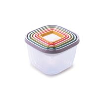 Conjunto de Potes Plasútil Conect em Plástico Quadrado Colorido com 6 Peças