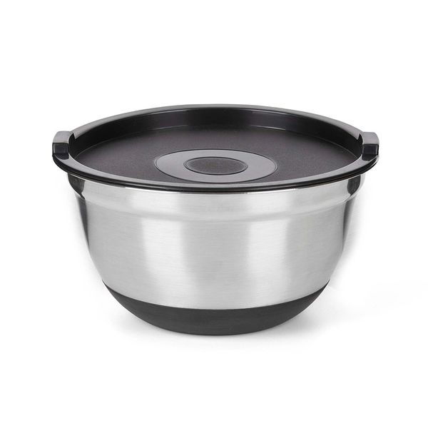Tigela Bowl Antiderrapante em Inox com Tampa Plasvale 2,5L Tigela Bowl Antiderrapante em Inox com Tampa Plasvale 2,5L