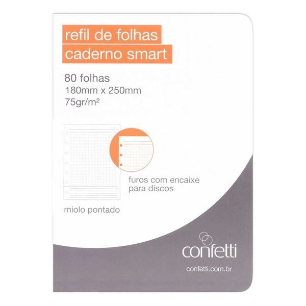 Refil Confetti para Caderno Colegial Le Smart Pontado 80 Folhas