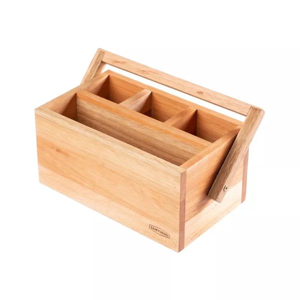 Porta Talher Santorini Retangular em Madeira 25cmx12cmx15cm