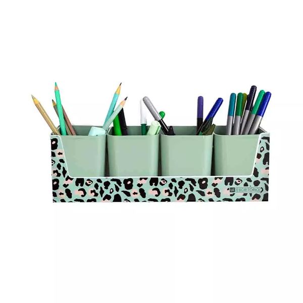 Porta-objetos Le Dello Kit Animal Print Verde com 04 Unidades