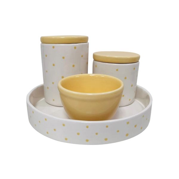 Kit Higiene Pbb Cerâmica Baby Amarelo com 4 Peças